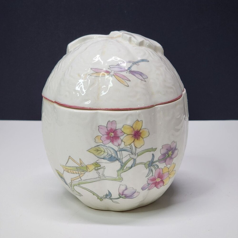 Vintage Elizabeth Arden Trinket Dish Vanity Jar with Lid Floral Design JAPAN